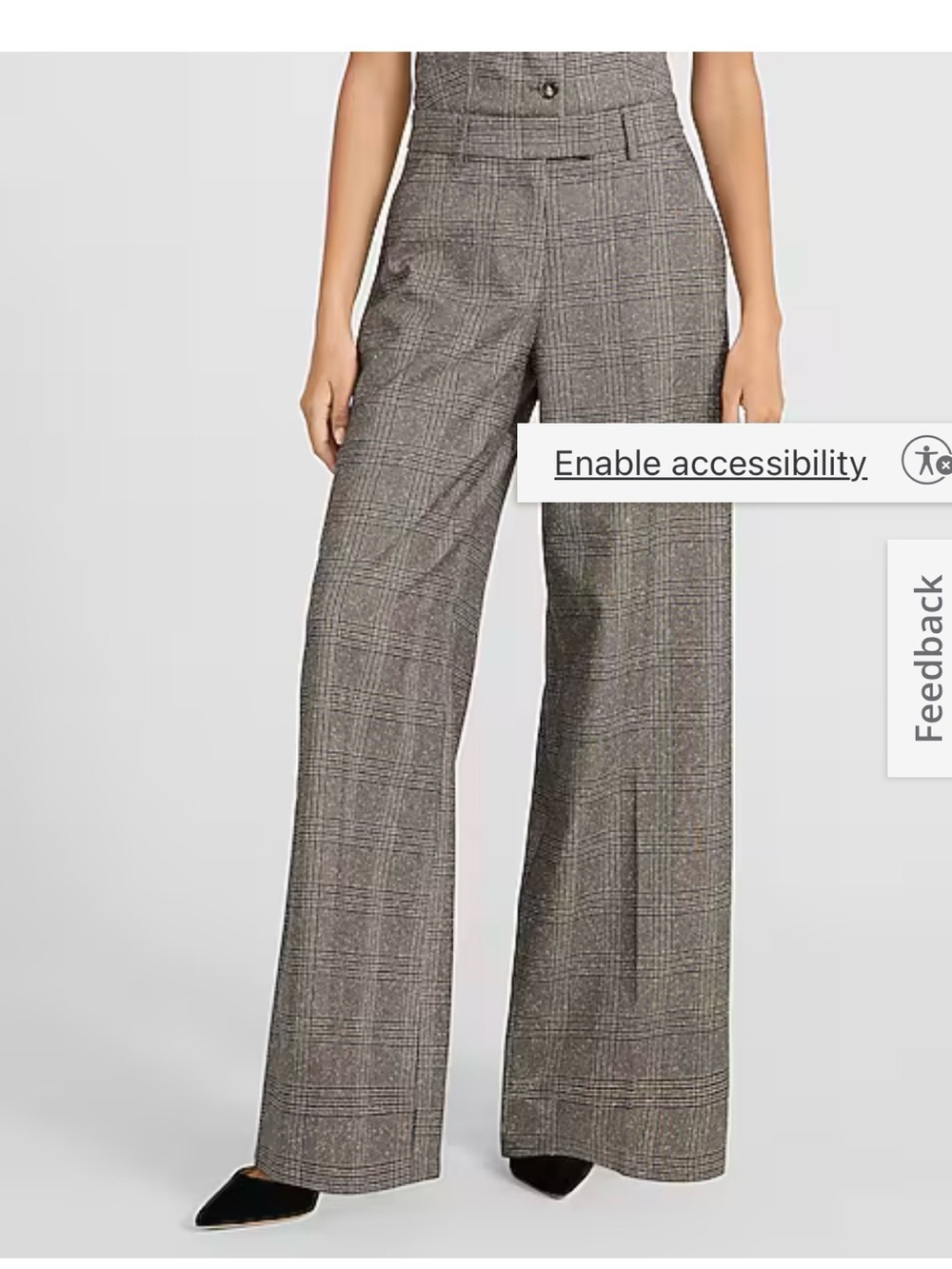 Express Editor Plaid Mid-Rise Wide-Leg Trousers
